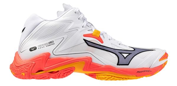 Mizuno Кроссовки Mizuno Wave Lightning Z8 Mid White/Fiery Coral 2/Citrus